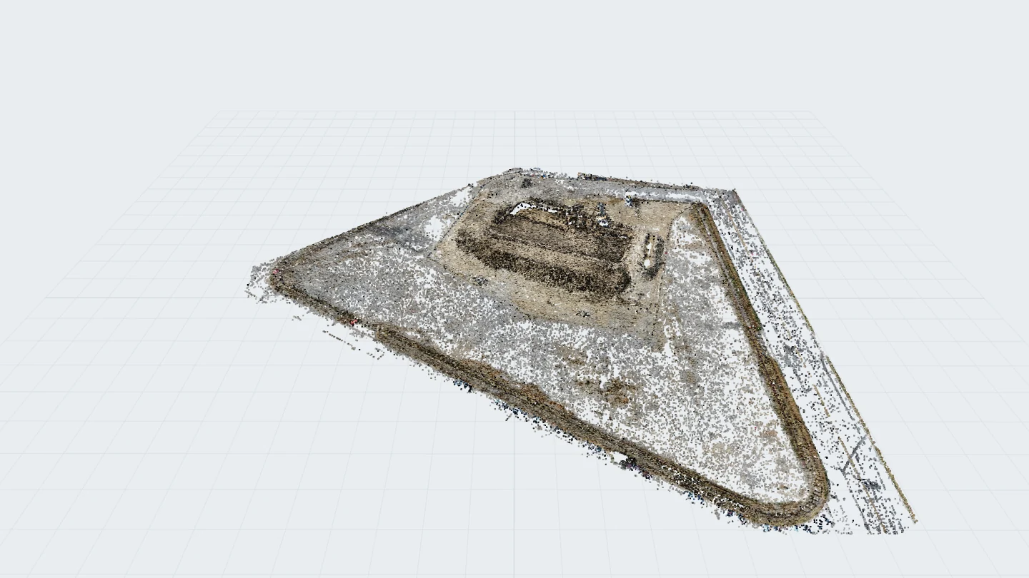 Earthwork point-cloud model with photo locations