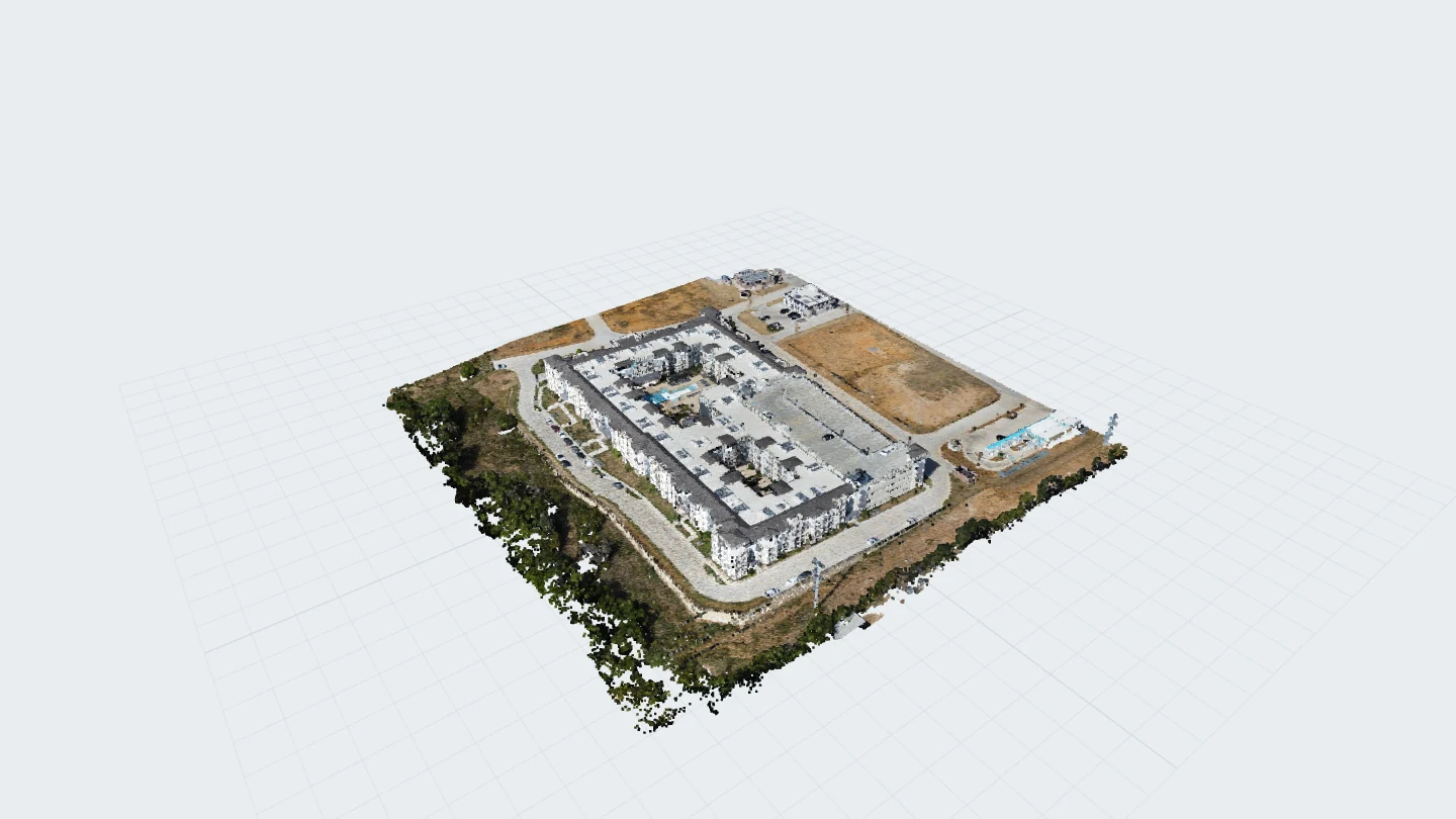 Developed property point-cloud model with photo locations