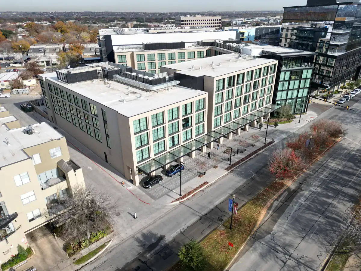 Aerial commercial property view in Fort Worth, Texas